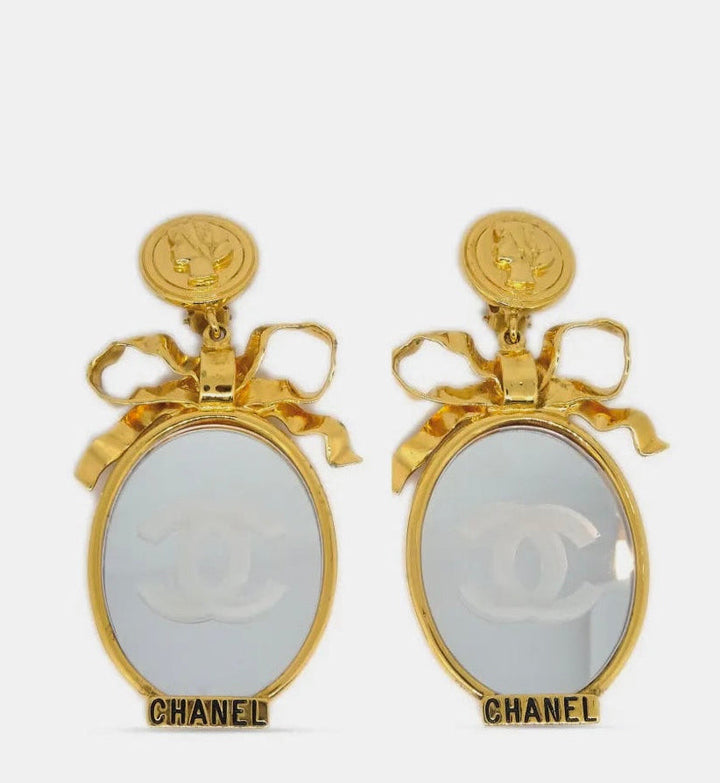Chanel Mirror Drop Earrings Gold Plated 1990–2000