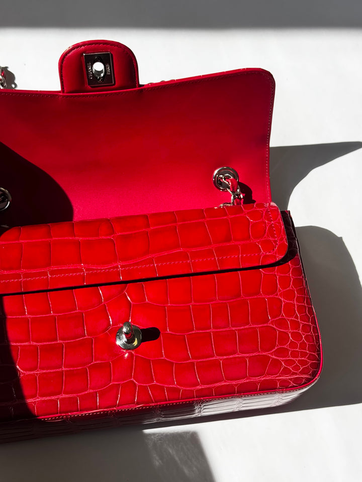 Chanel Red Alligator Medium Classic Flap Bag