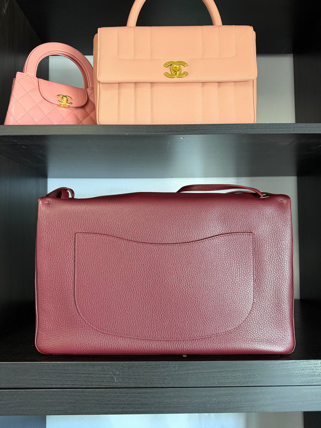 Chanel Maxi Flap Bag Burgundy Grained Calfskin Gold Tone Hardware Métiers D’Art 2026