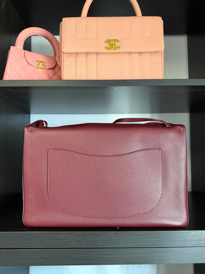 Chanel Maxi Flap Bag Burgundy Grained Calfskin Gold Tone Hardware Métiers D’Art 2026
