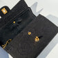 Chanel 1997 Small 24K Black Camellia Classic Flap Bag