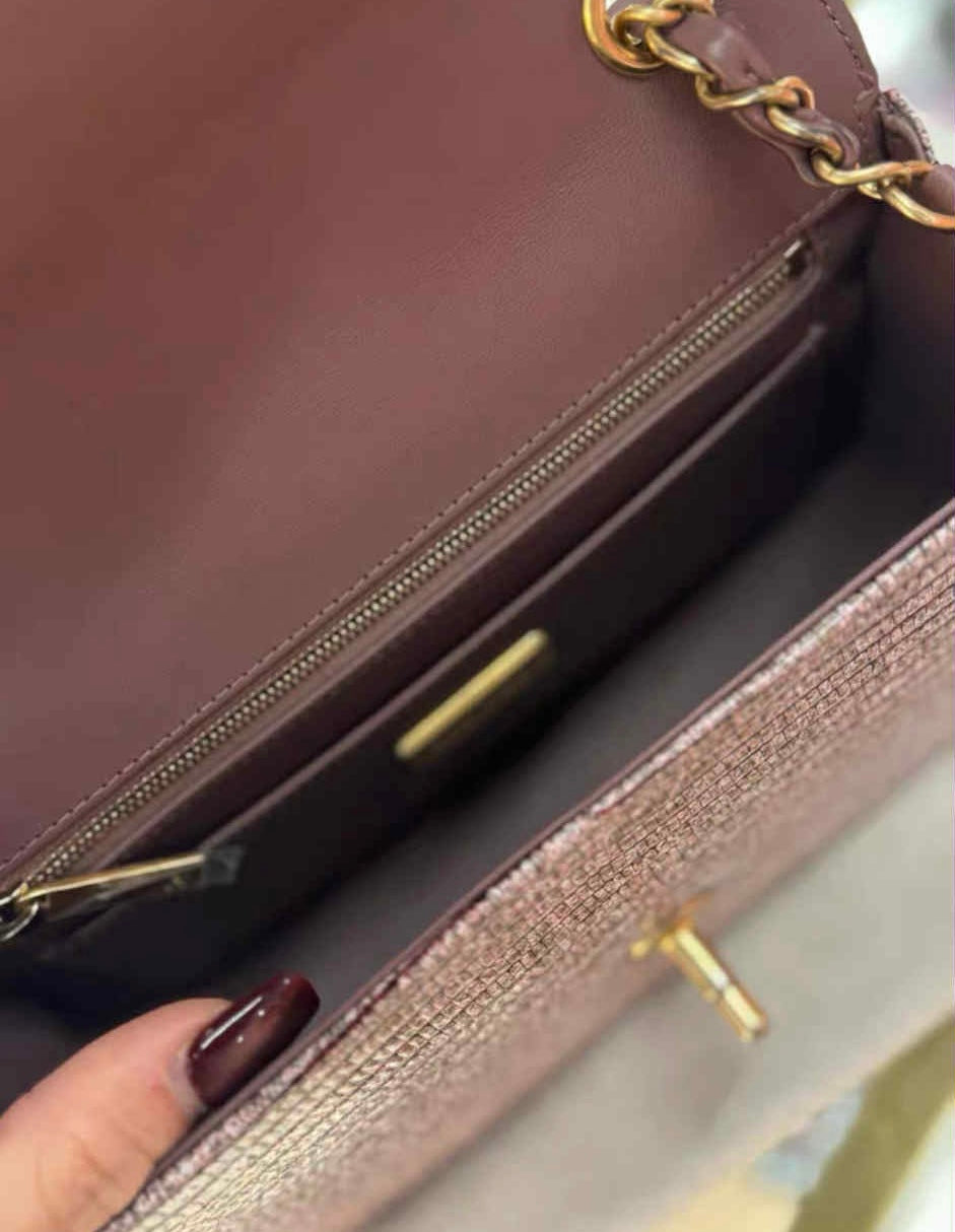 Chanel Mauve Taupe Lizard Mini Rectangular Flap Bag