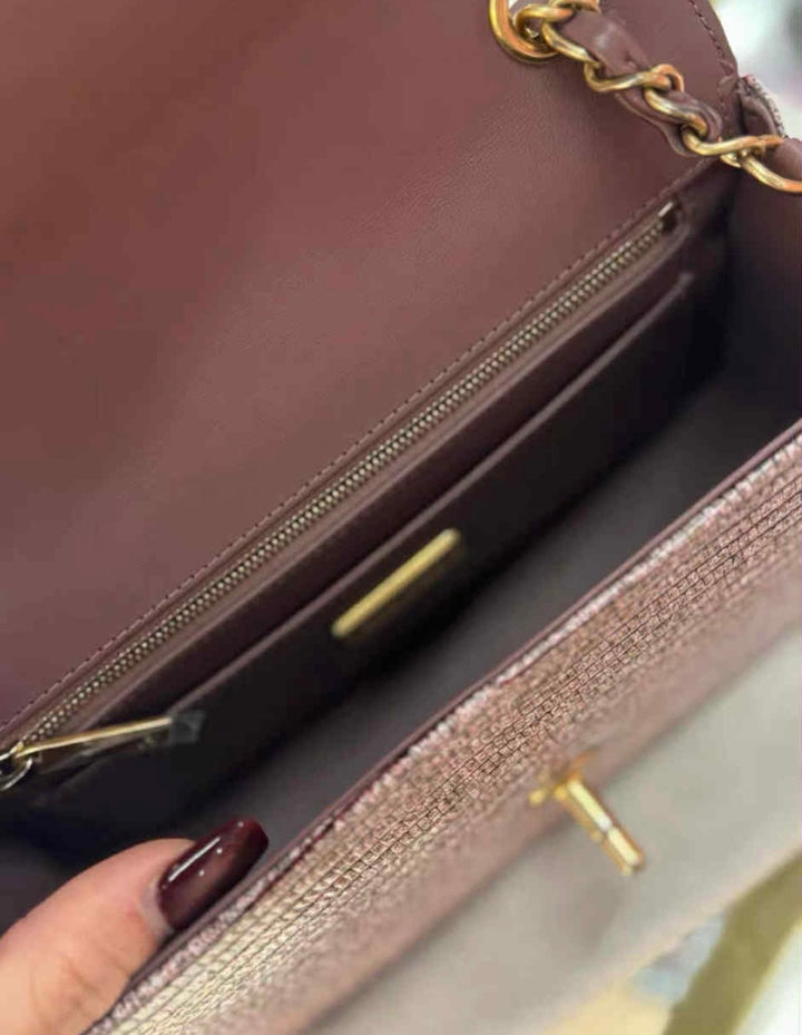 Chanel Mauve Taupe Lizard Mini Rectangular Flap Bag