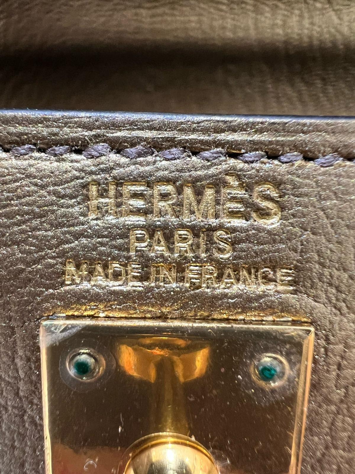 Hermes Limited Edition Bronze Chèvre Metallic Kelly 25 Sellier