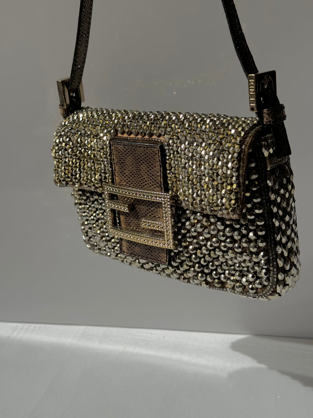 Fendi Mini Karung Trimmed Embellished Baguette