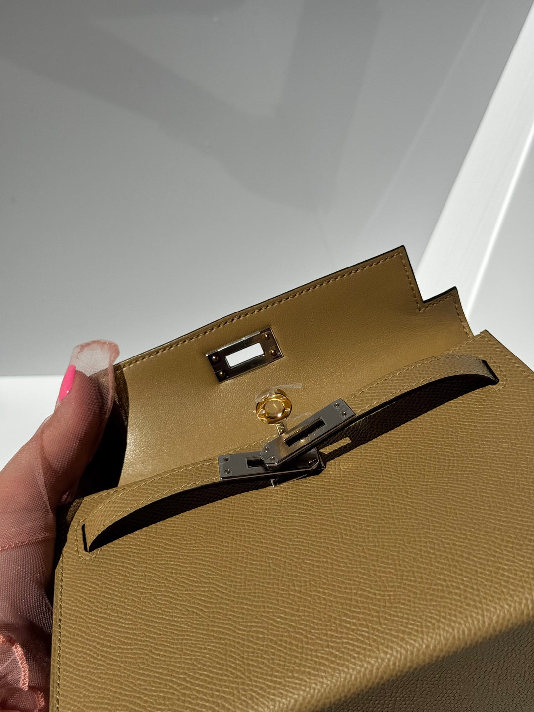 Hermes Mini Sellier Poussiere Electrum Kelly 20