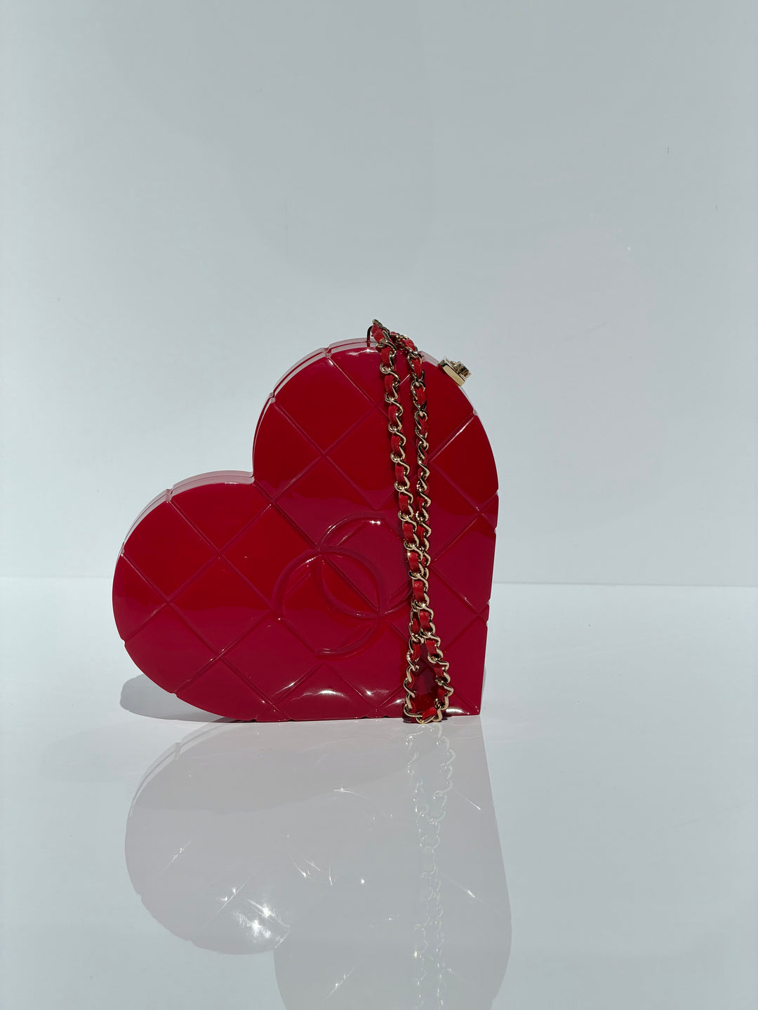 Chanel Heart Minaudiere Lucite Red Gold Hardware 2002