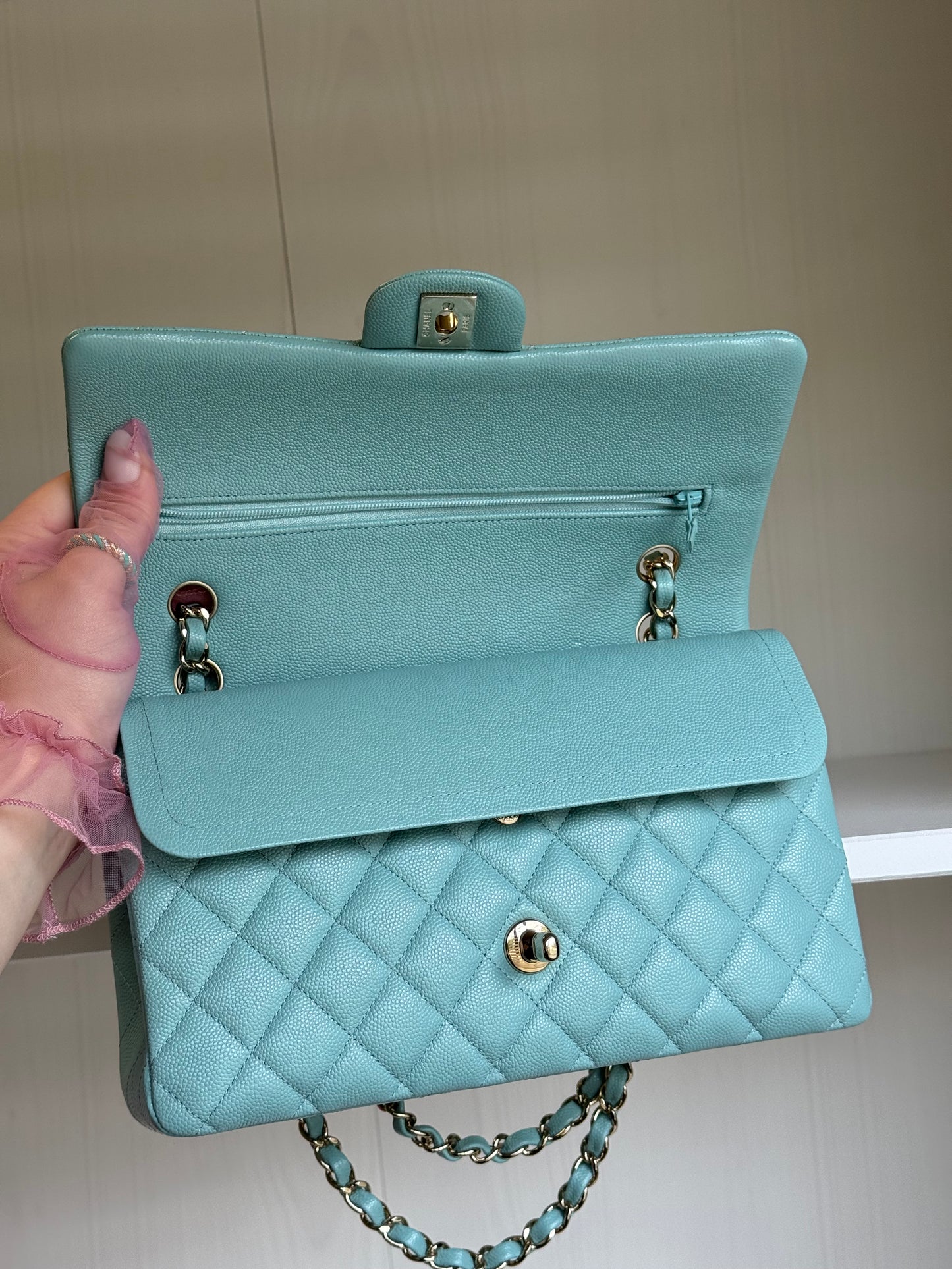 Chanel 20C Tiffany Blue Medium Caviar Flap Bag