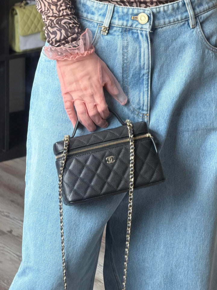 Chanel LP Slim Vanity Bag Black Caviar Light Gold Hardware 2025