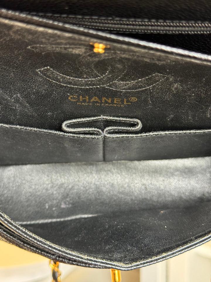 Chanel 6 Series Black Small Vintage Caviar Classic Flap Bag