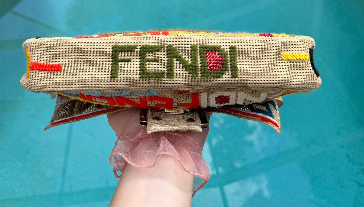 Fendi Multicolor Crochet Logo Baguette