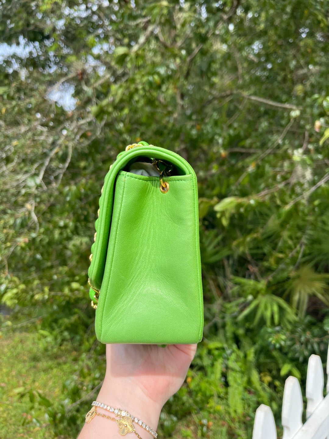 Chanel Rare Green Vintage Medium Lambskin Diana Flap Bag