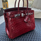 Hermes 2016 Bourgogne Shiny Niloticus Crocodile Birkin 25