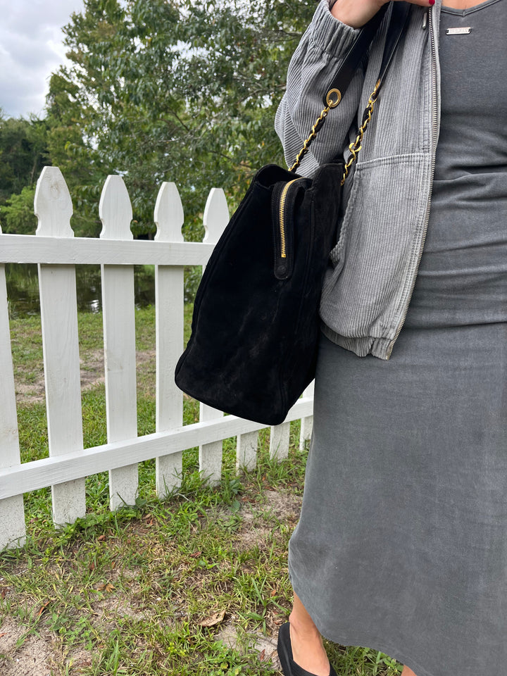 Chanel Rare Vintage Suede XL Supermodel Tote
