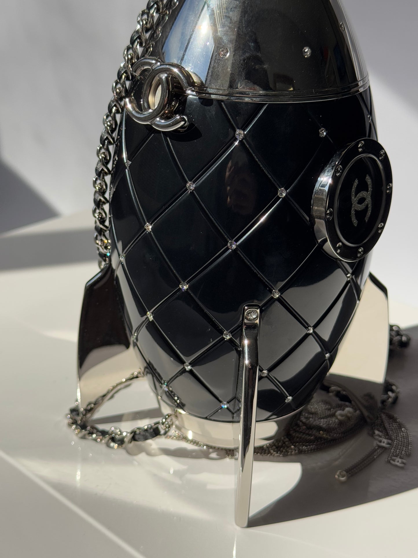 Chanel Limited Edition Black Lucite and Crystal Rocket Ship