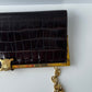 Celine Croc Embossed Brown Shoulder Clutch Bag