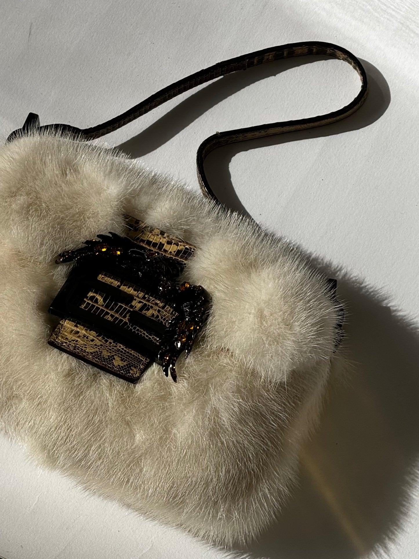 Fendi Mini Mink Fur Embellished Baguette