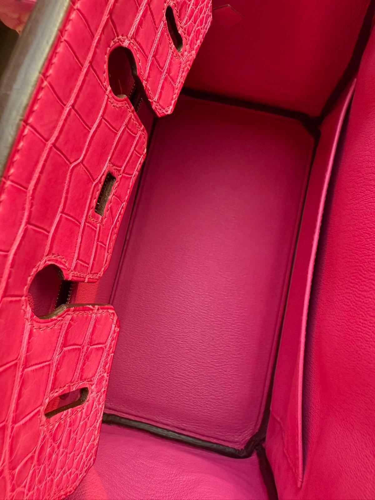 Hermes Rose Shocking Matte Alligator Birkin 25
