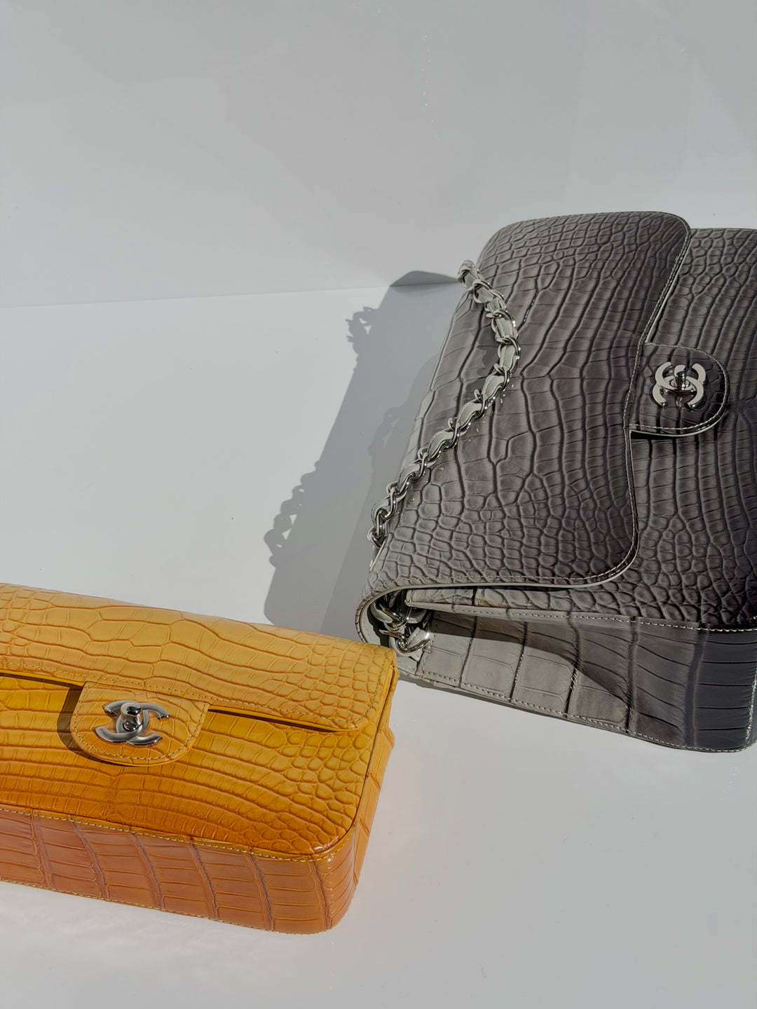 Chanel Jumbo Flap Grey & Black Ombre Alligator Silver Hardware 2015