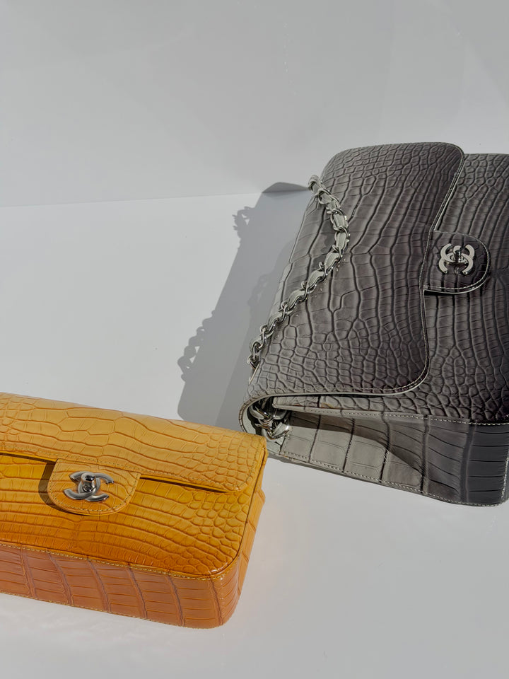 Chanel Jumbo Flap Grey & Black Ombre Alligator Silver Hardware 2015