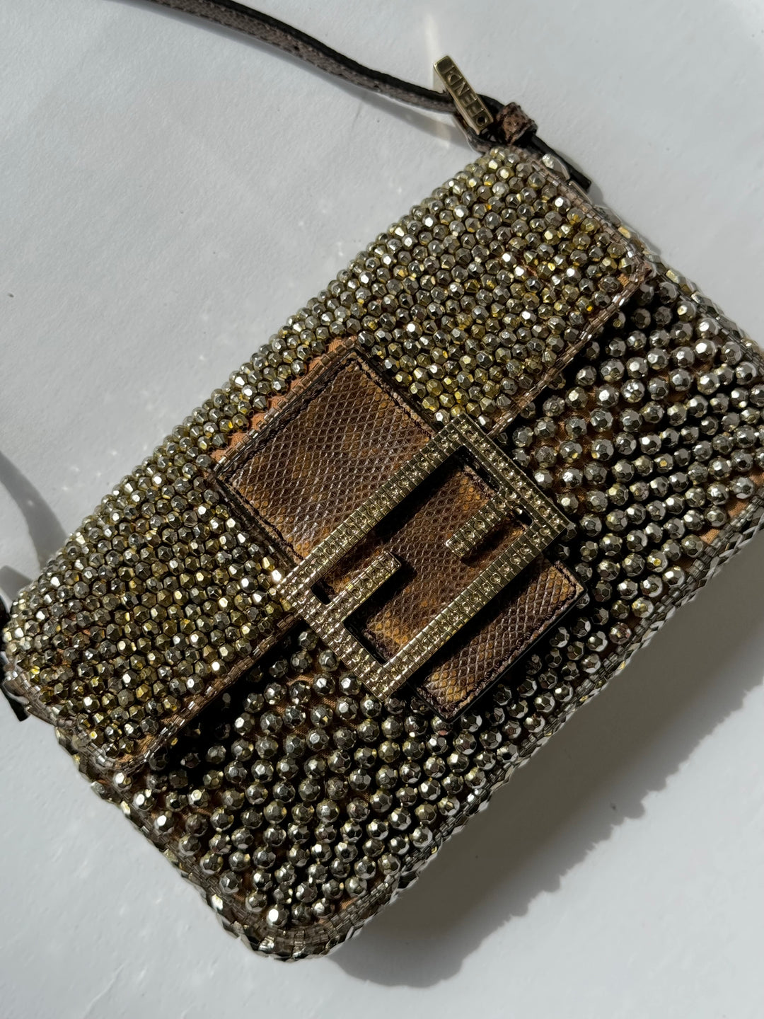 Fendi Mini Karung Trimmed Embellished Baguette