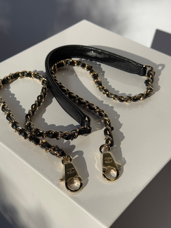 Chanel Small Black Caviar Coco + Burgundy Lizard Top Handle