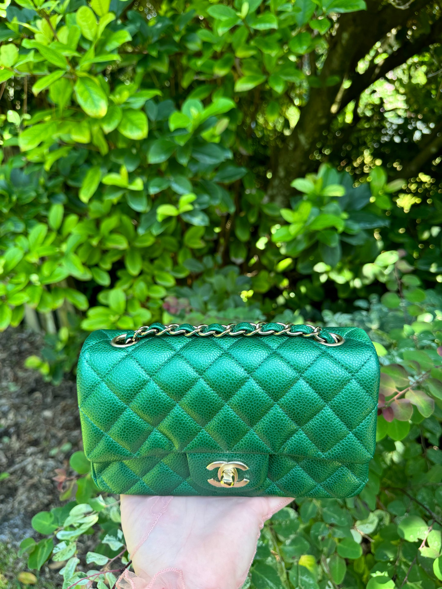 Chanel 18S Emerald Green Caviar Mini Flap Bag