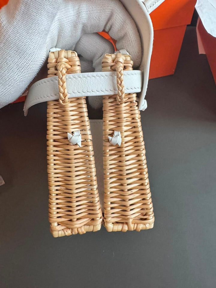 Hermès Mini Kelly Picnic Wicker New White Palladium Hardware 2020