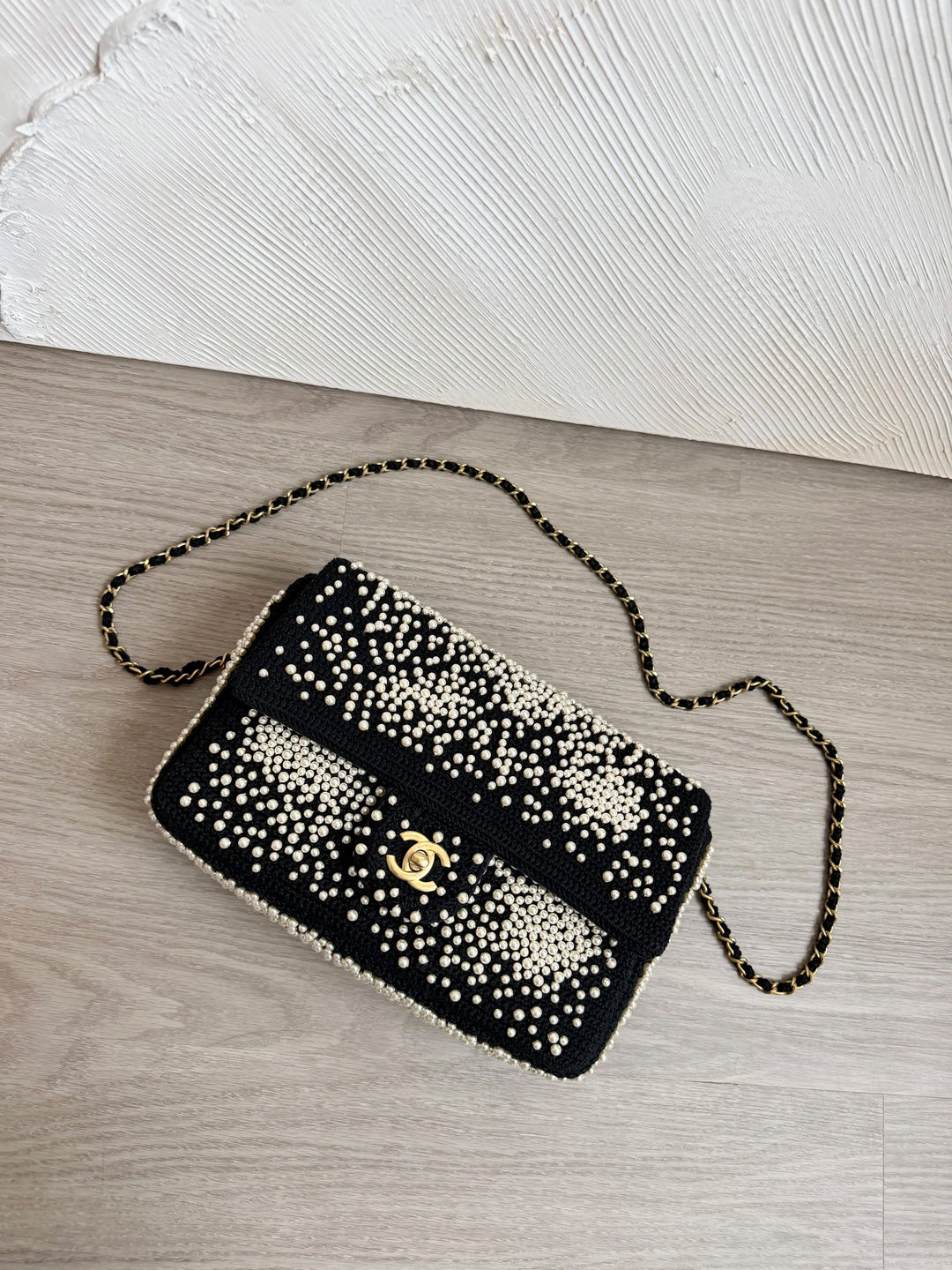 Chanel 17C Medium Flap Bag Pearl Embellished Gold Hardware 2017