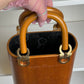 Salvatore Ferragamo Vintage Gancini Wooden Bucket Bag + Coin Pouch