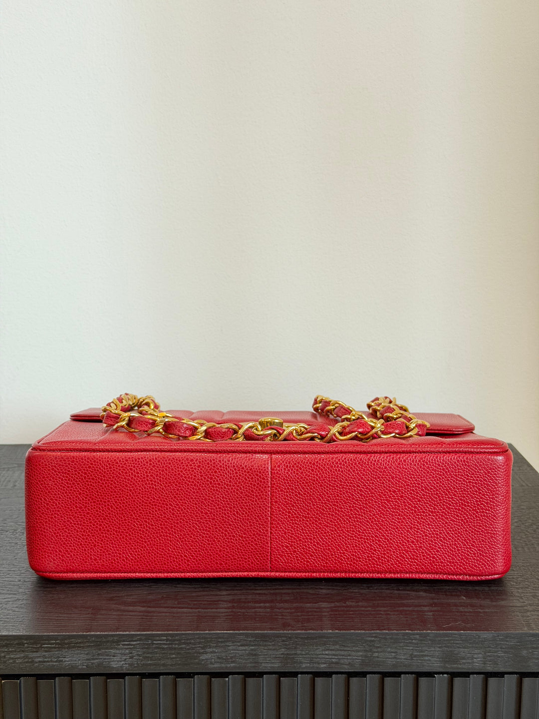 Chanel Vertical Flap Jumbo Red Caviar 24K Gold Plated Hardware 1994