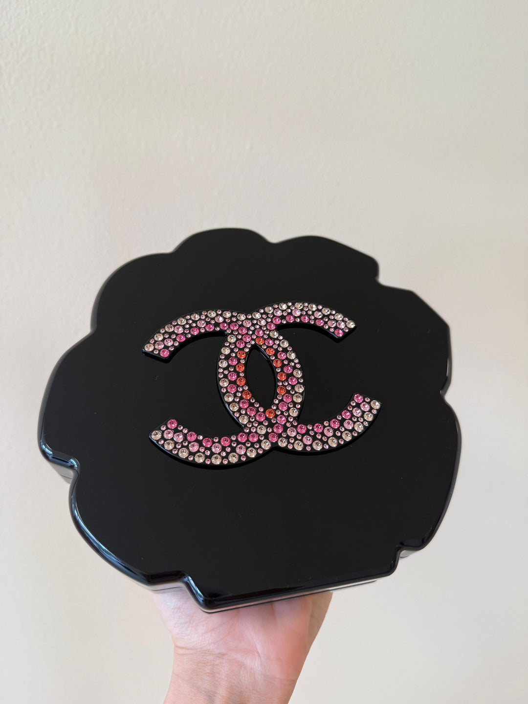 Chanel 2018 Runway Pink Strass & Resin Camelia Minaudiere