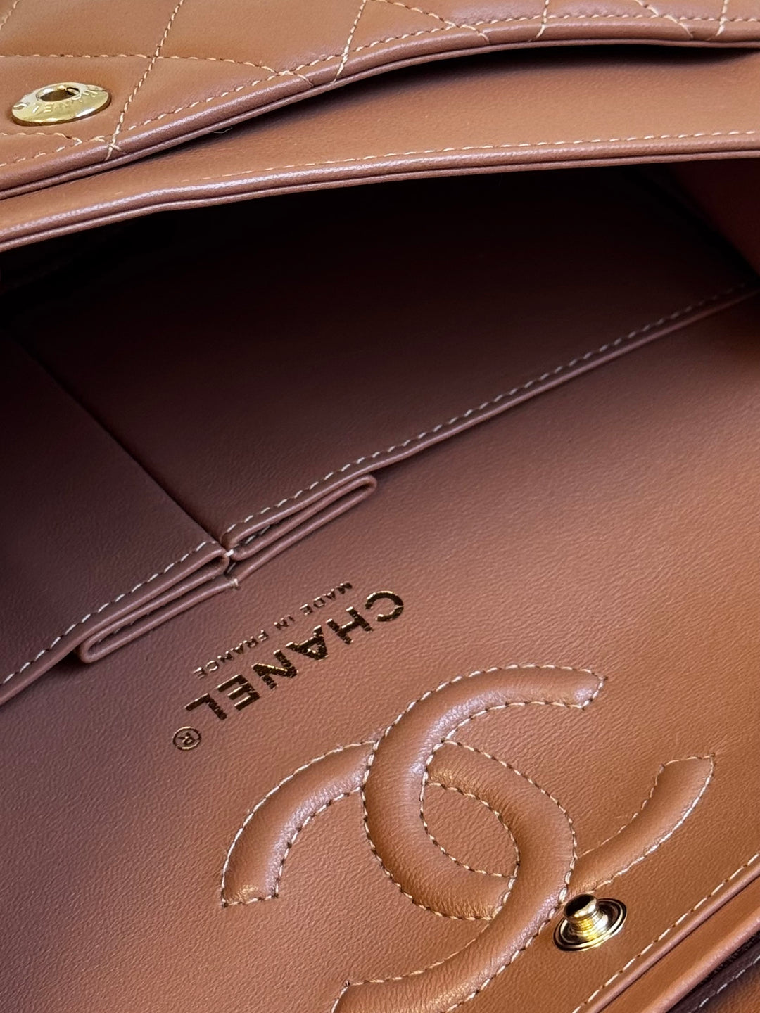 Chanel 22S Small Caramel Lambskin Classic Flap Bag + LGHW