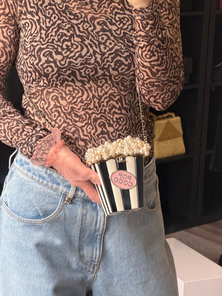 Chanel Limited Edition Popcorn Minaudière Light Gold Hardware 2024/2025
