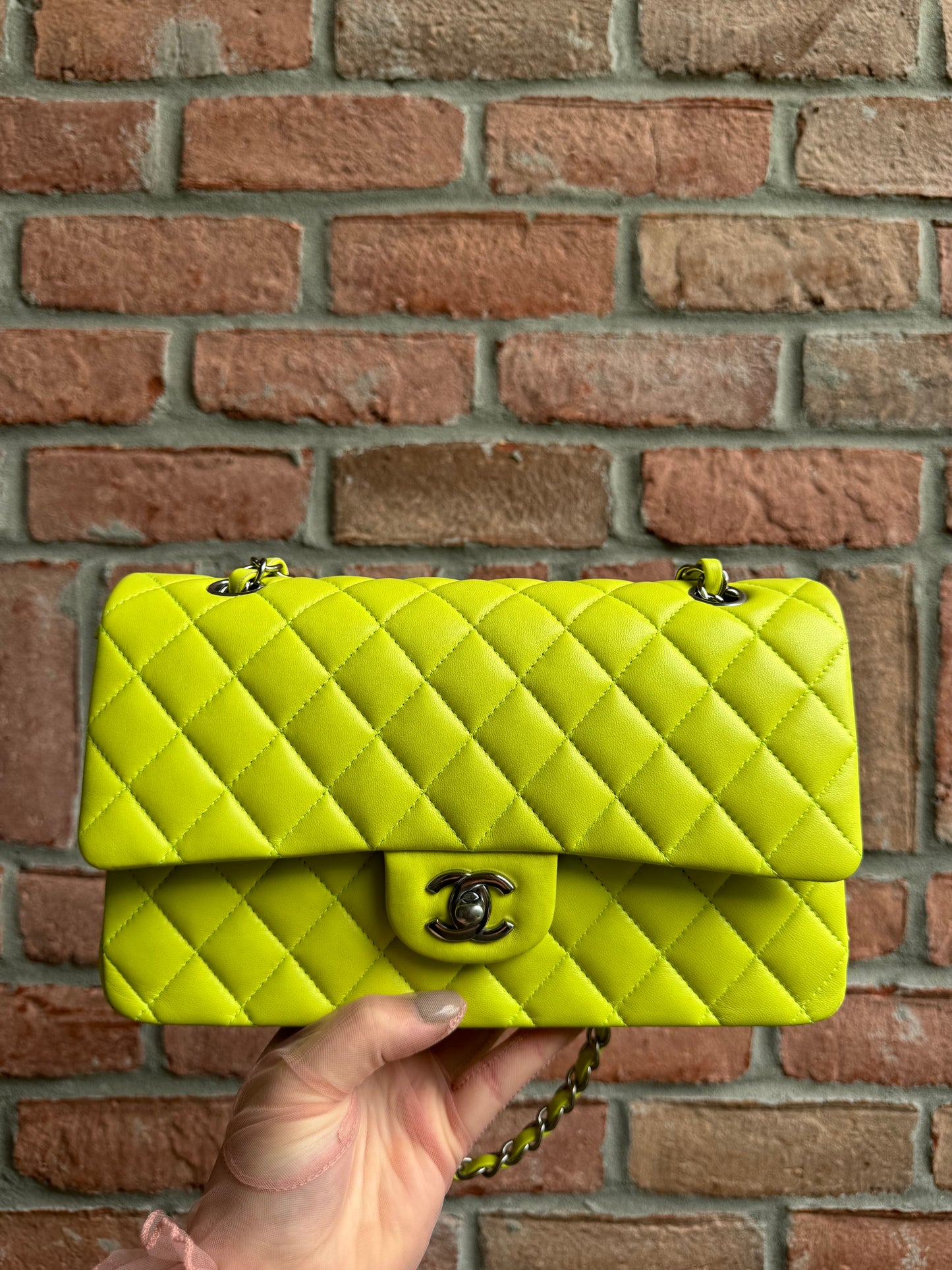 Chanel 21S Yellow Neon Lambskin Medium Flap Bag