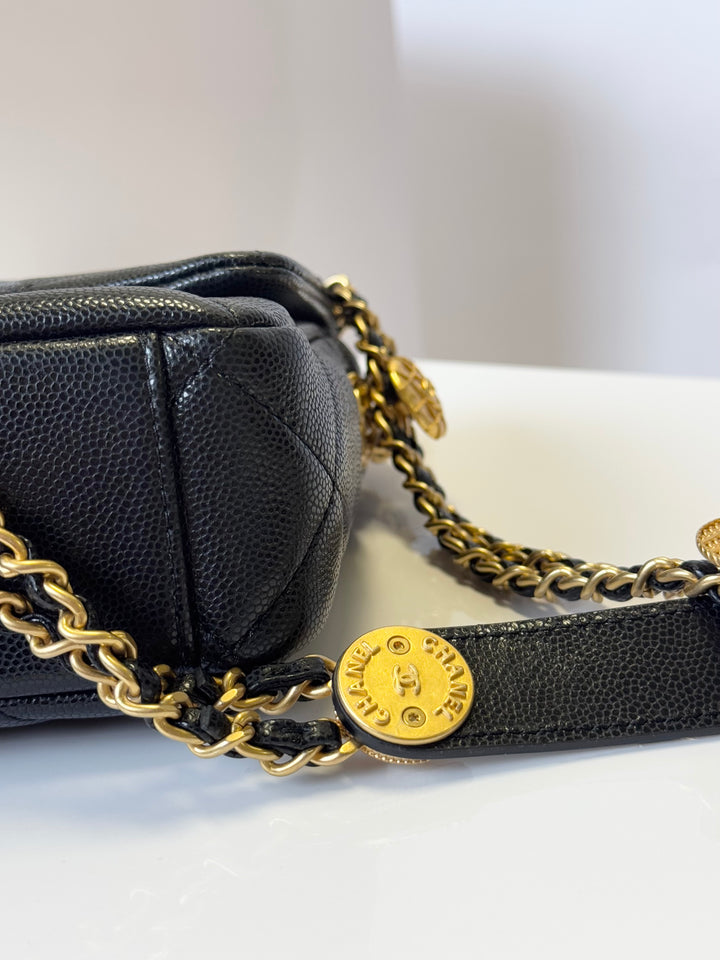 Chanel Twist Your Buttons Black Small Caviar Flap Bag