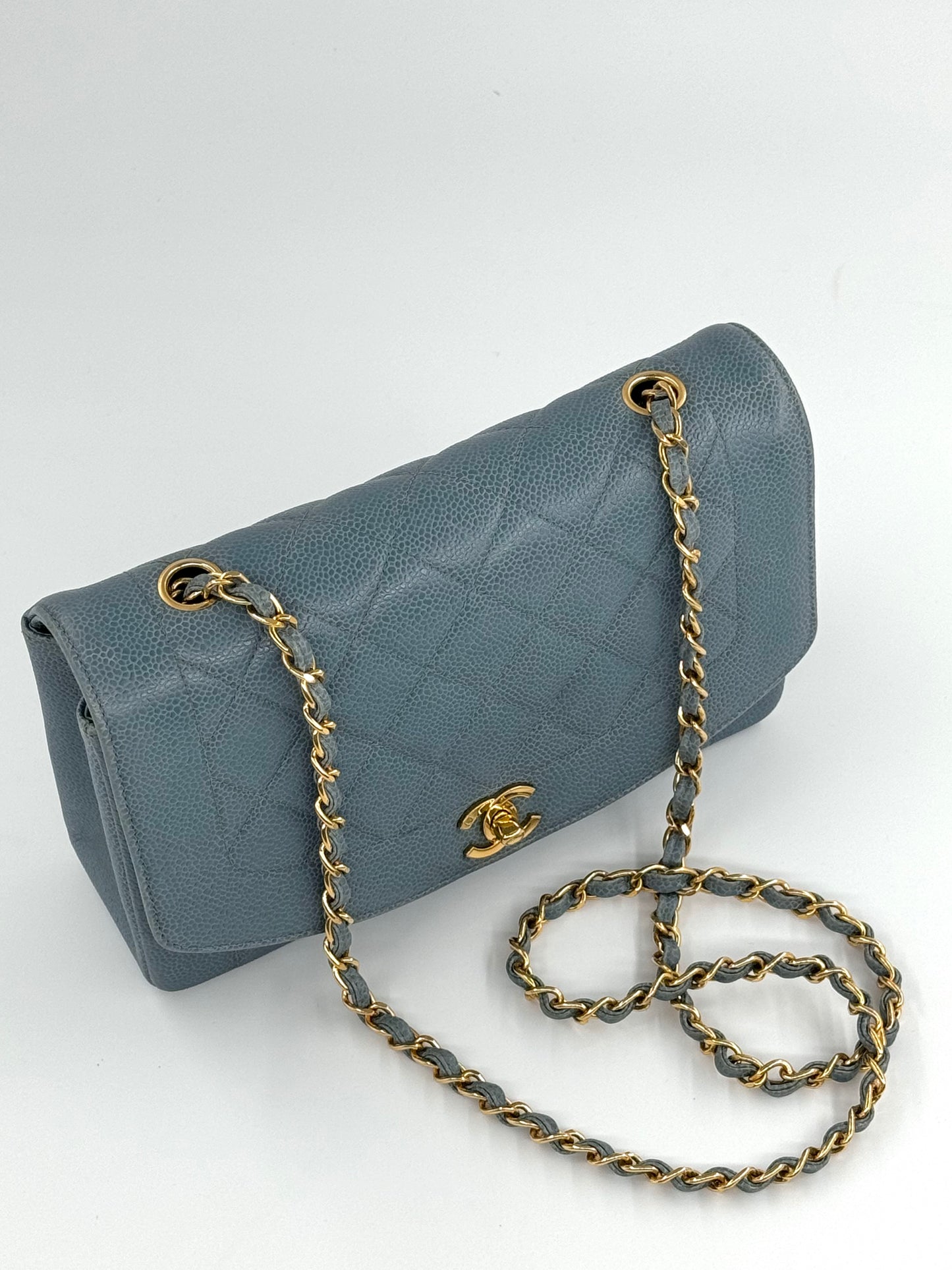 Chanel Baby Blue 24K Medium Caviar Diana Flap Bag