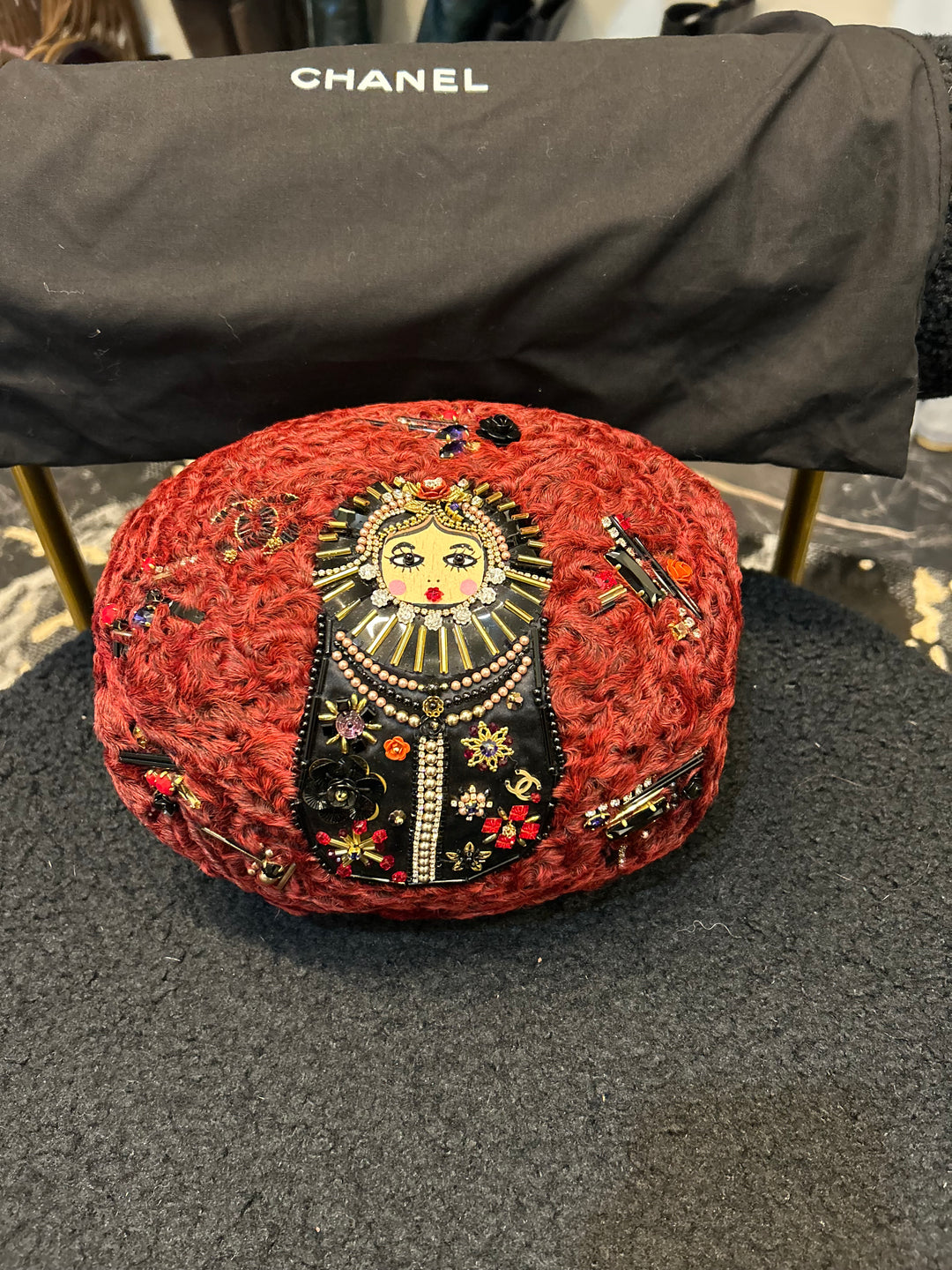 Chanel 2009 Paris - Moscou Embellished Persian Lamb Muff Clutch Bag