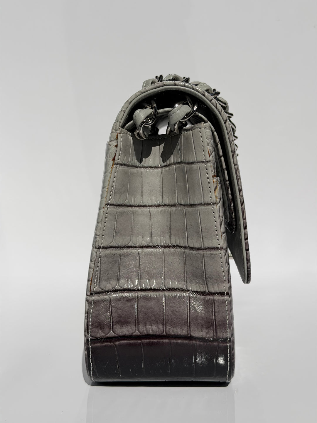 Chanel Jumbo Flap Grey & Black Ombre Alligator Silver Hardware 2015
