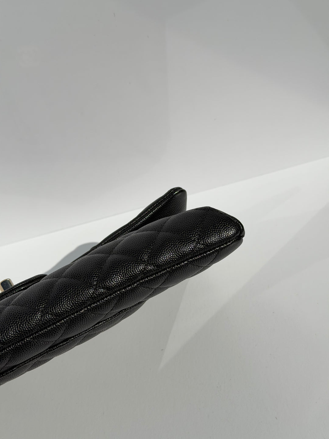 Chanel 18B Black Classic Quilted Caviar Clutch