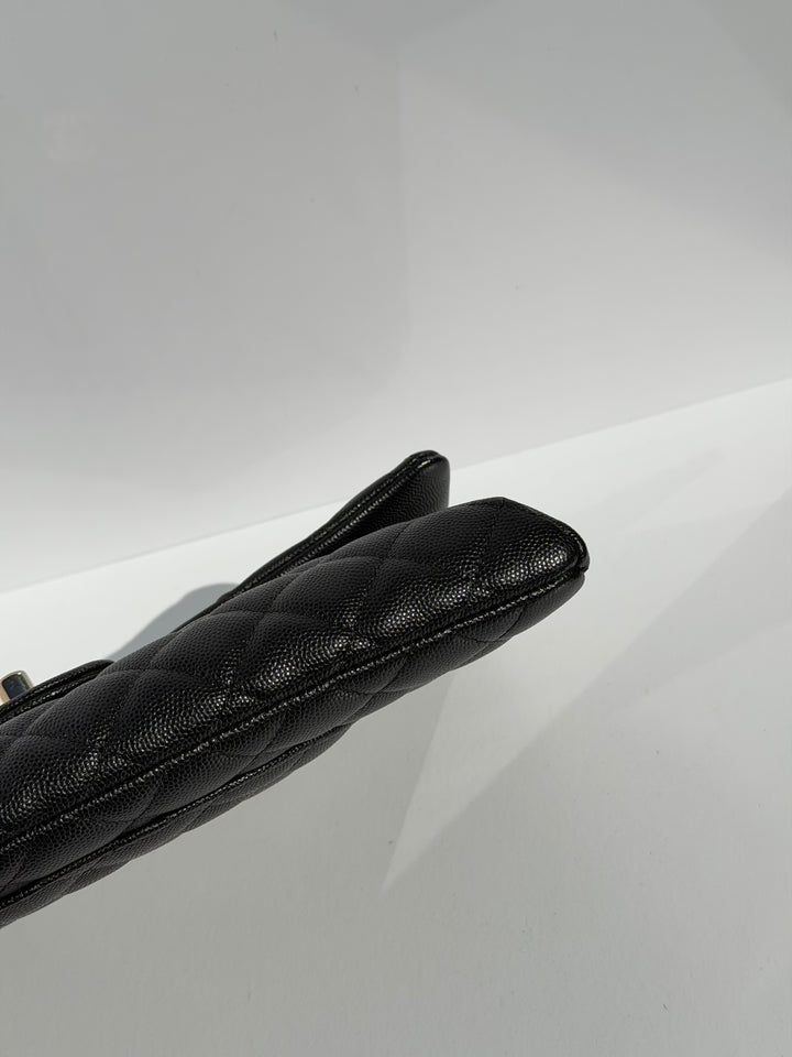 Chanel 18B Black Classic Quilted Caviar Clutch