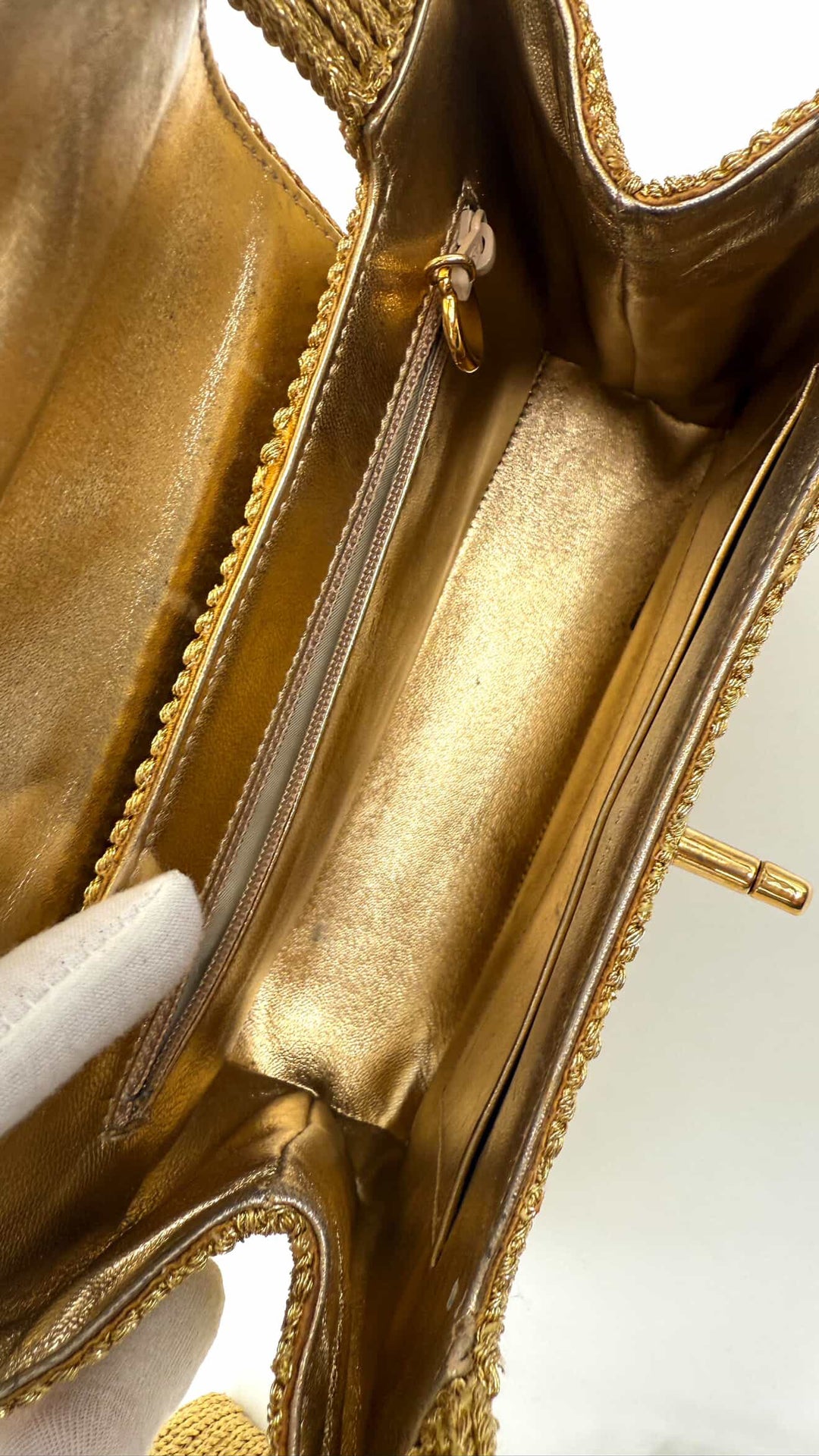 Chanel RARE 1998 Gold Silk Woven Small Kelly