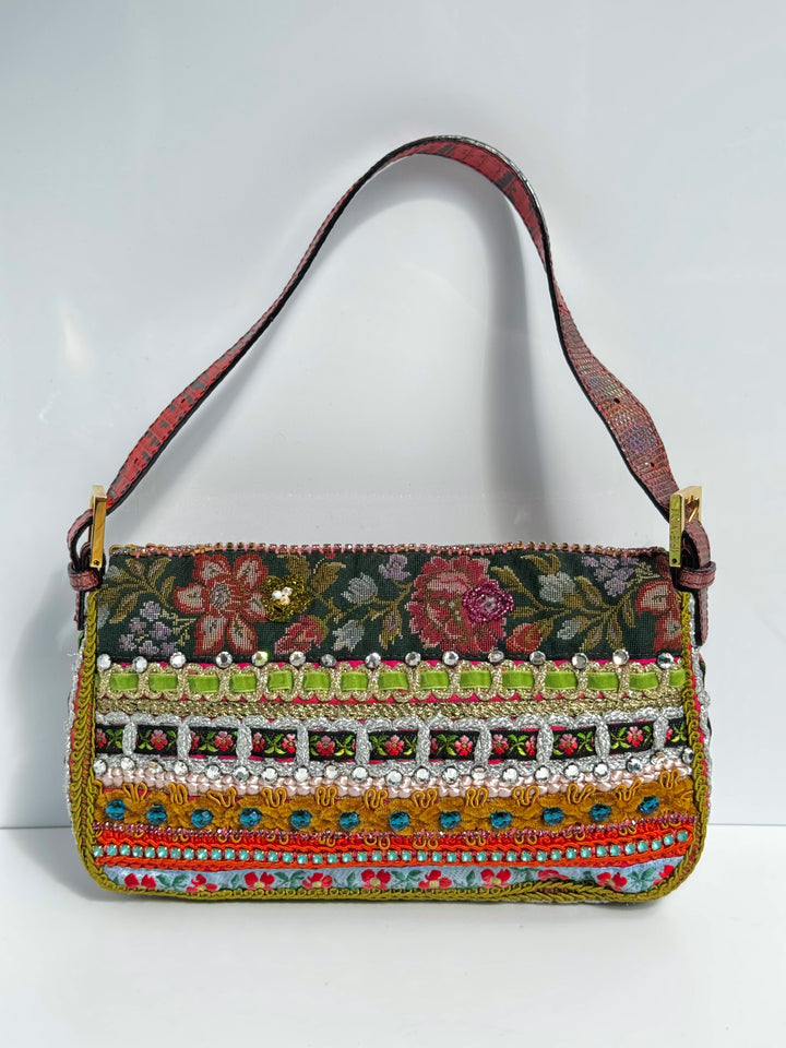 Fendi RARE Embellished Mixed Media Baguette