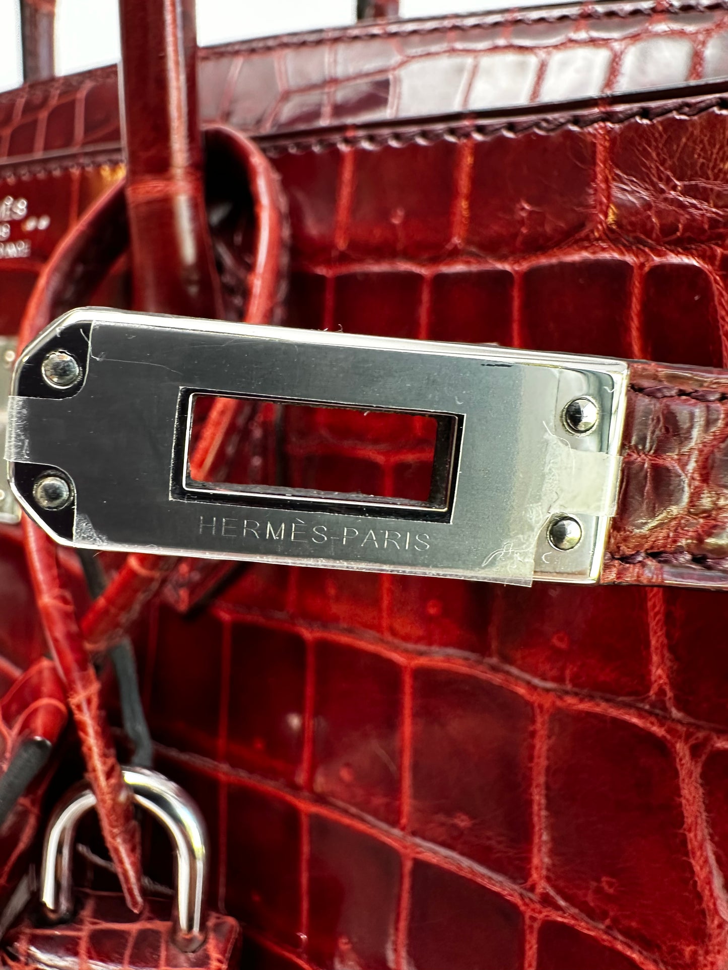 Hermes 2016 Bourgogne Shiny Niloticus Crocodile Birkin 25