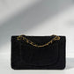 Chanel 1997 Small 24K Black Camellia Classic Flap Bag