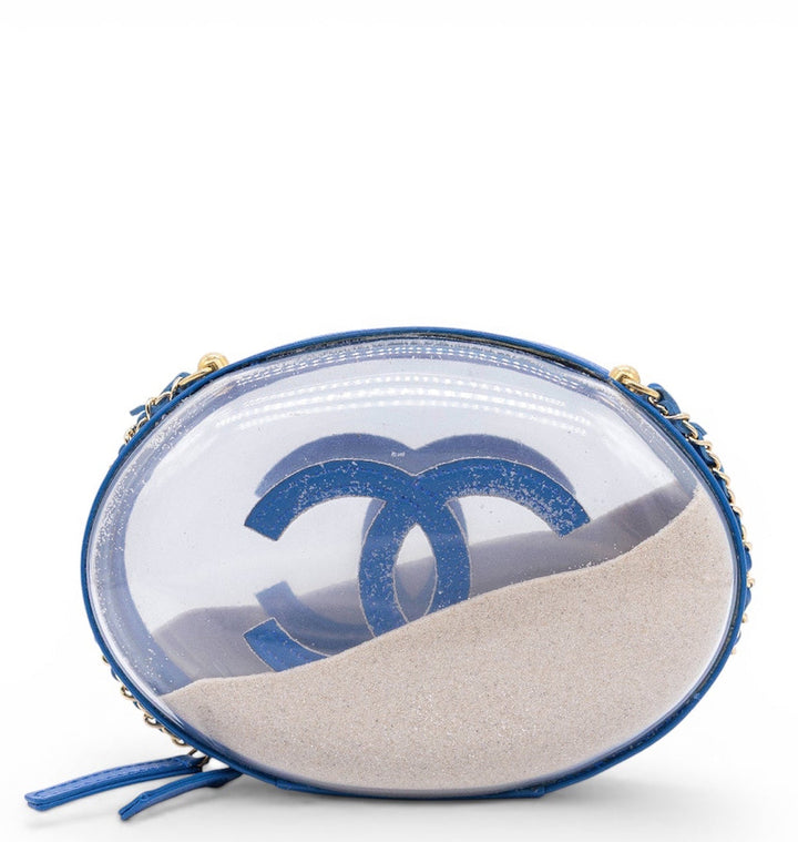 Chanel Sandbag Minaudière Blue PVC Gold Hardware 2019
