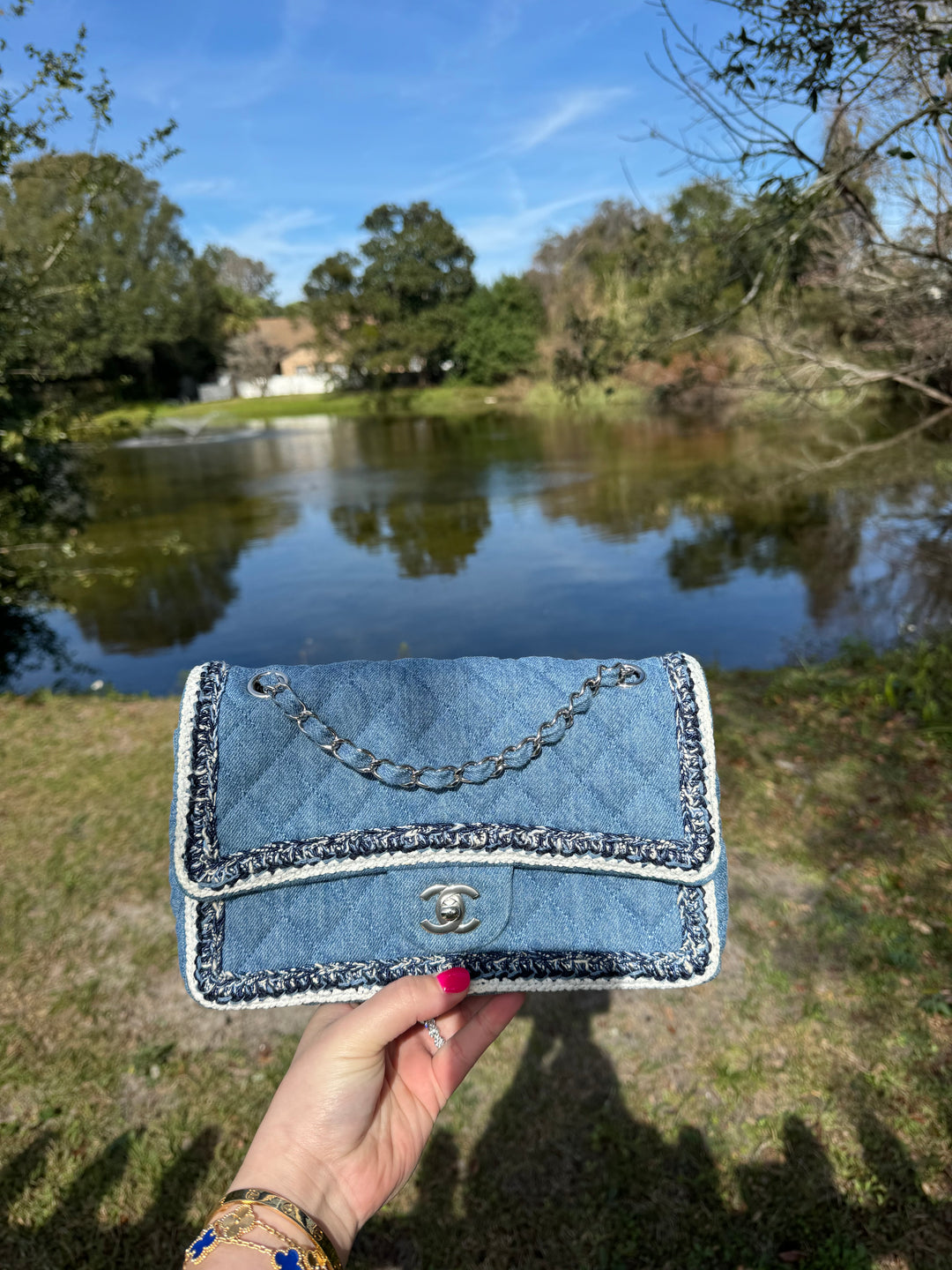 Chanel Medium Denim Braided Single Flap
