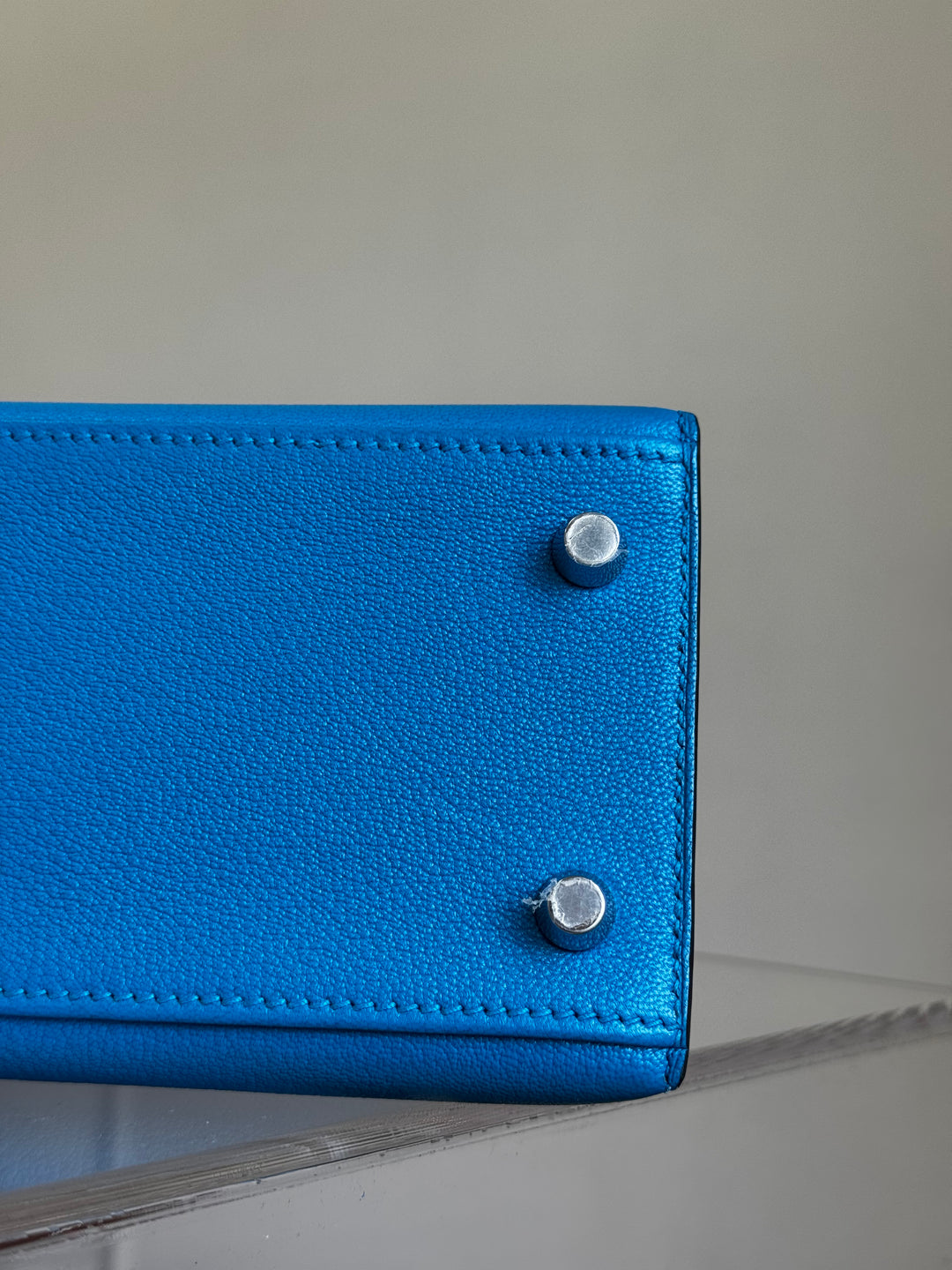 Hermes Bleu Frida Chèvre Kelly 25 Sellier