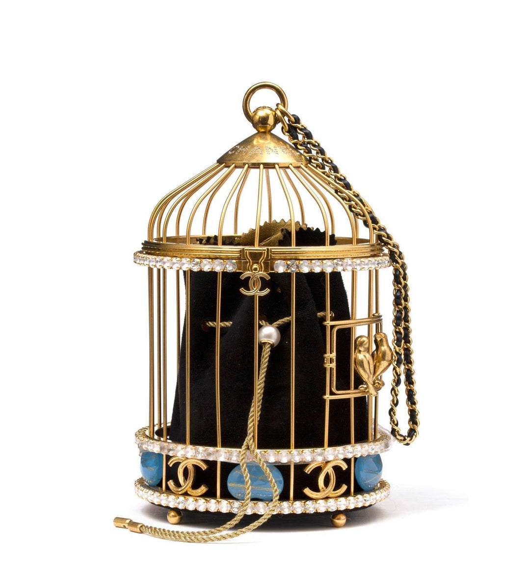 Chanel Bird Cage Minaudière Gold Lambskin Strass Enamel Gold Hardware 2020