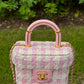 Chanel Pink Ecru Tweed Handle Crush Small Vanity Case